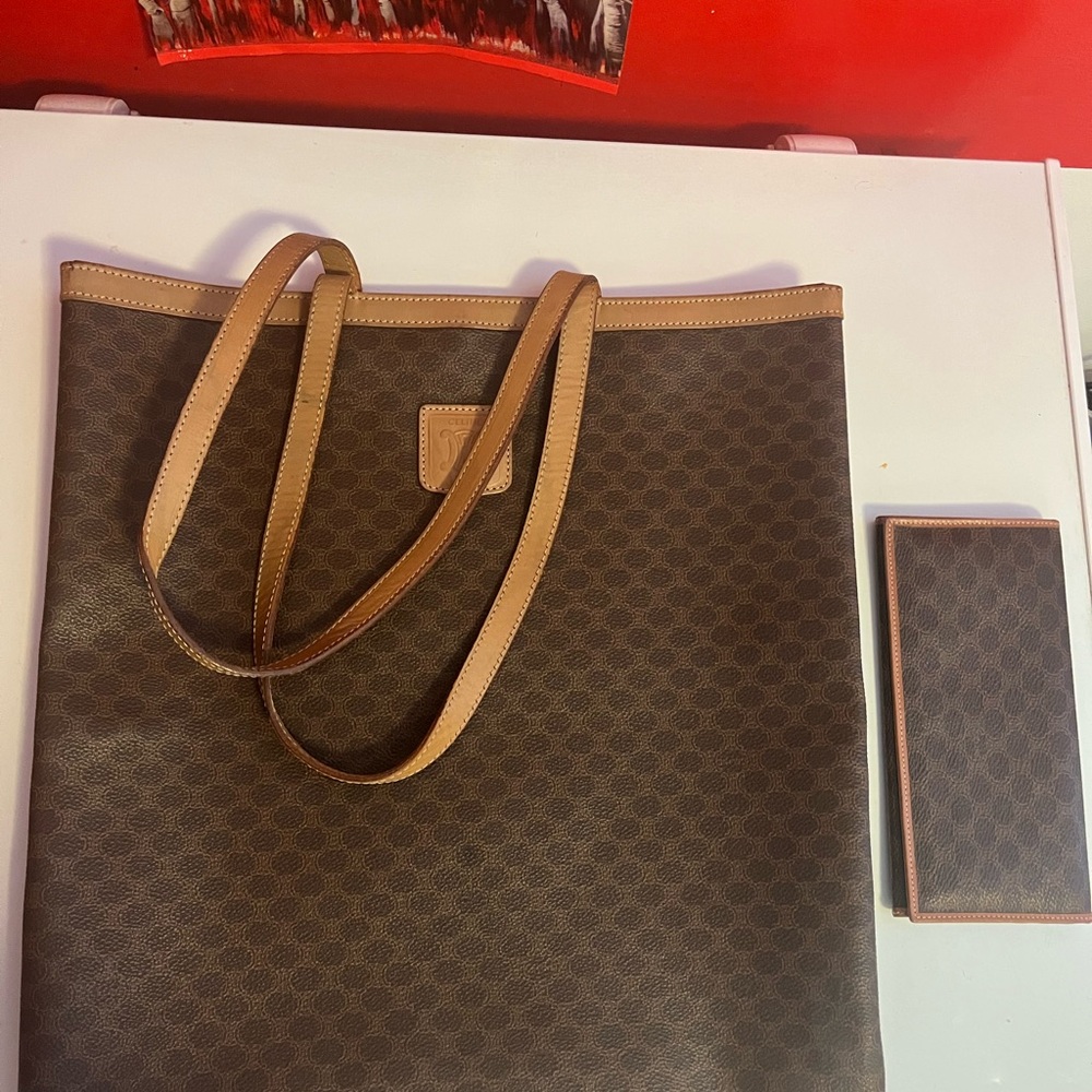 Celine tote with matching wallet.